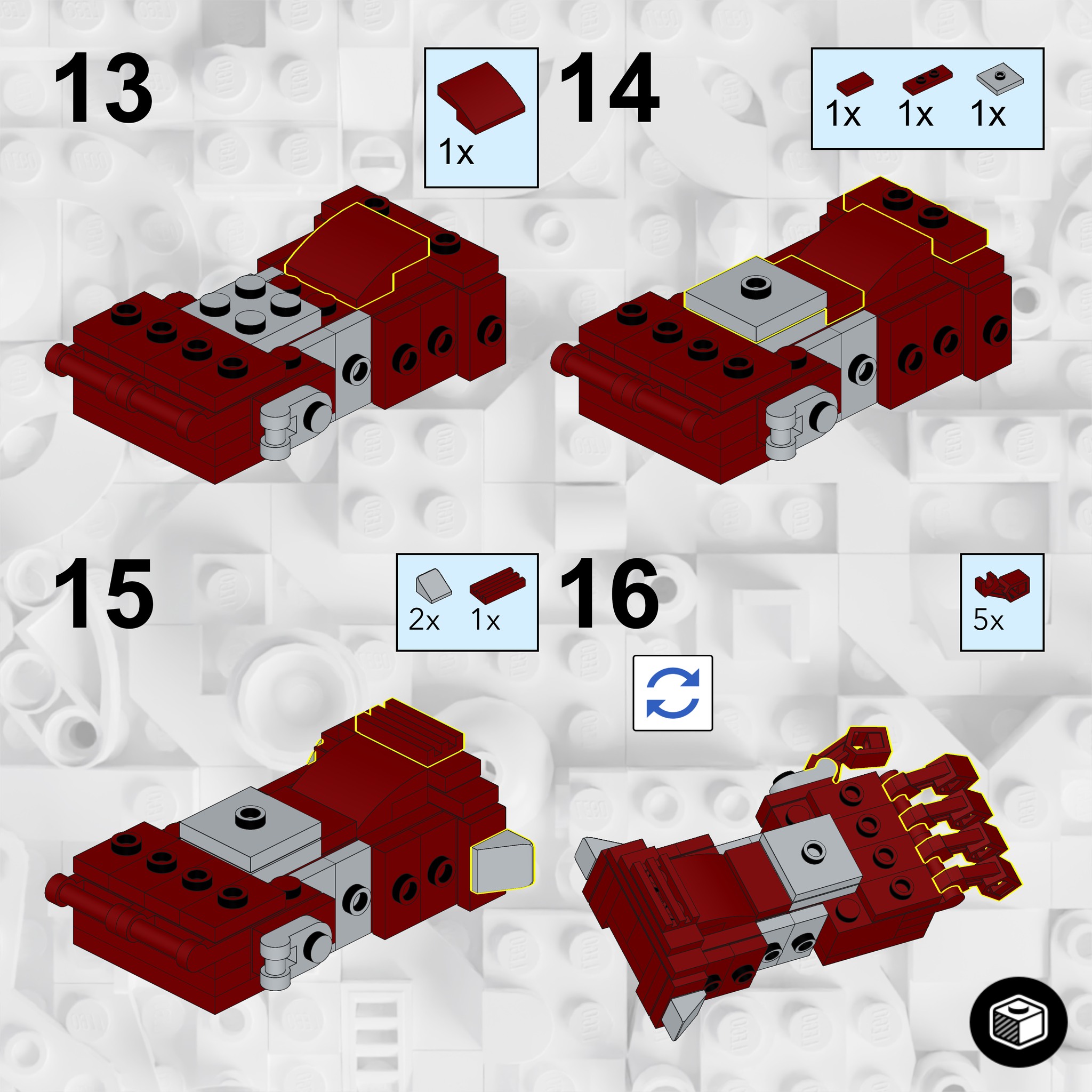 Free instructions for the Mini LEGO version of the Marvel Iron Man, Nano Gauntlet