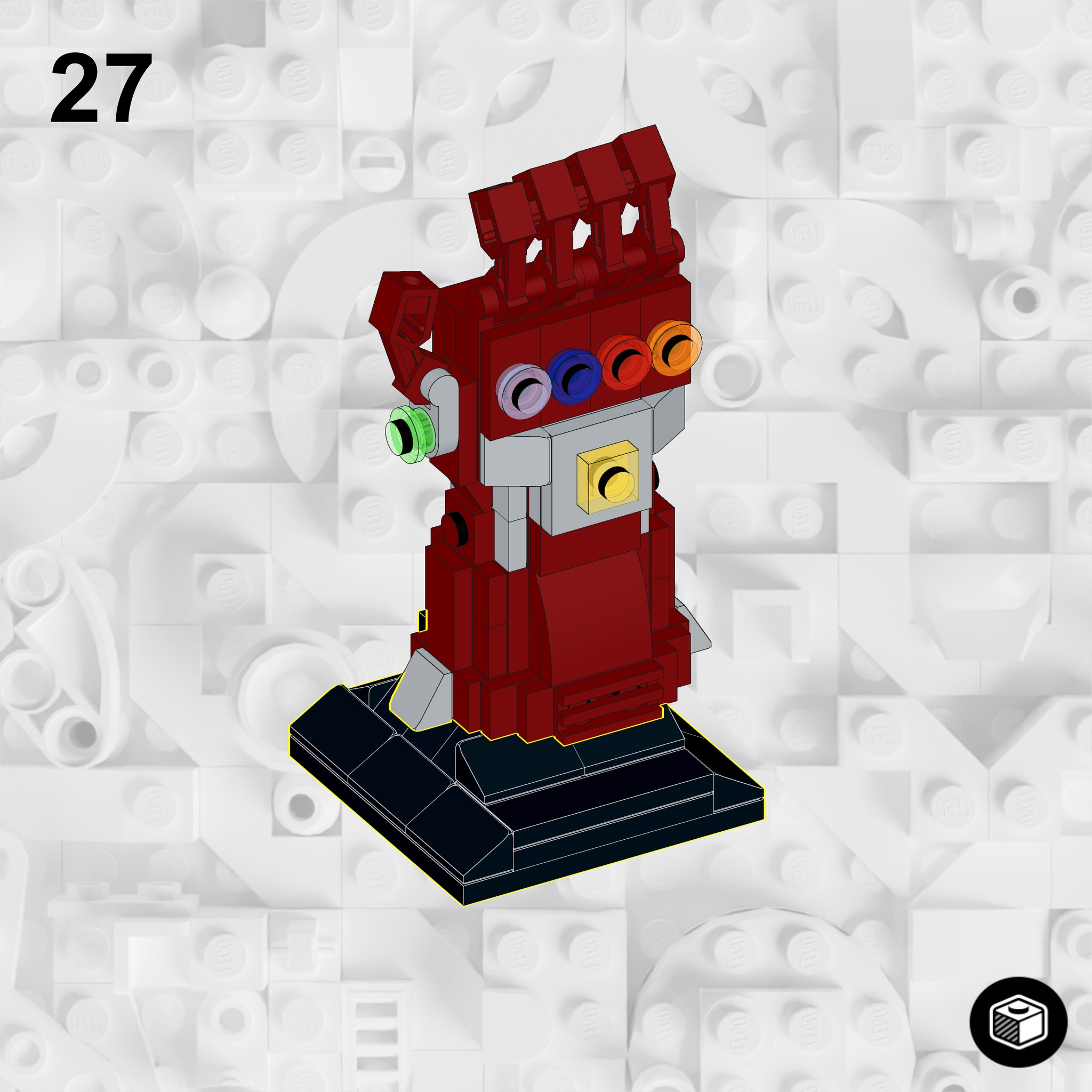 Free instructions for the Mini LEGO version of the Marvel Iron Man, Nano Gauntlet