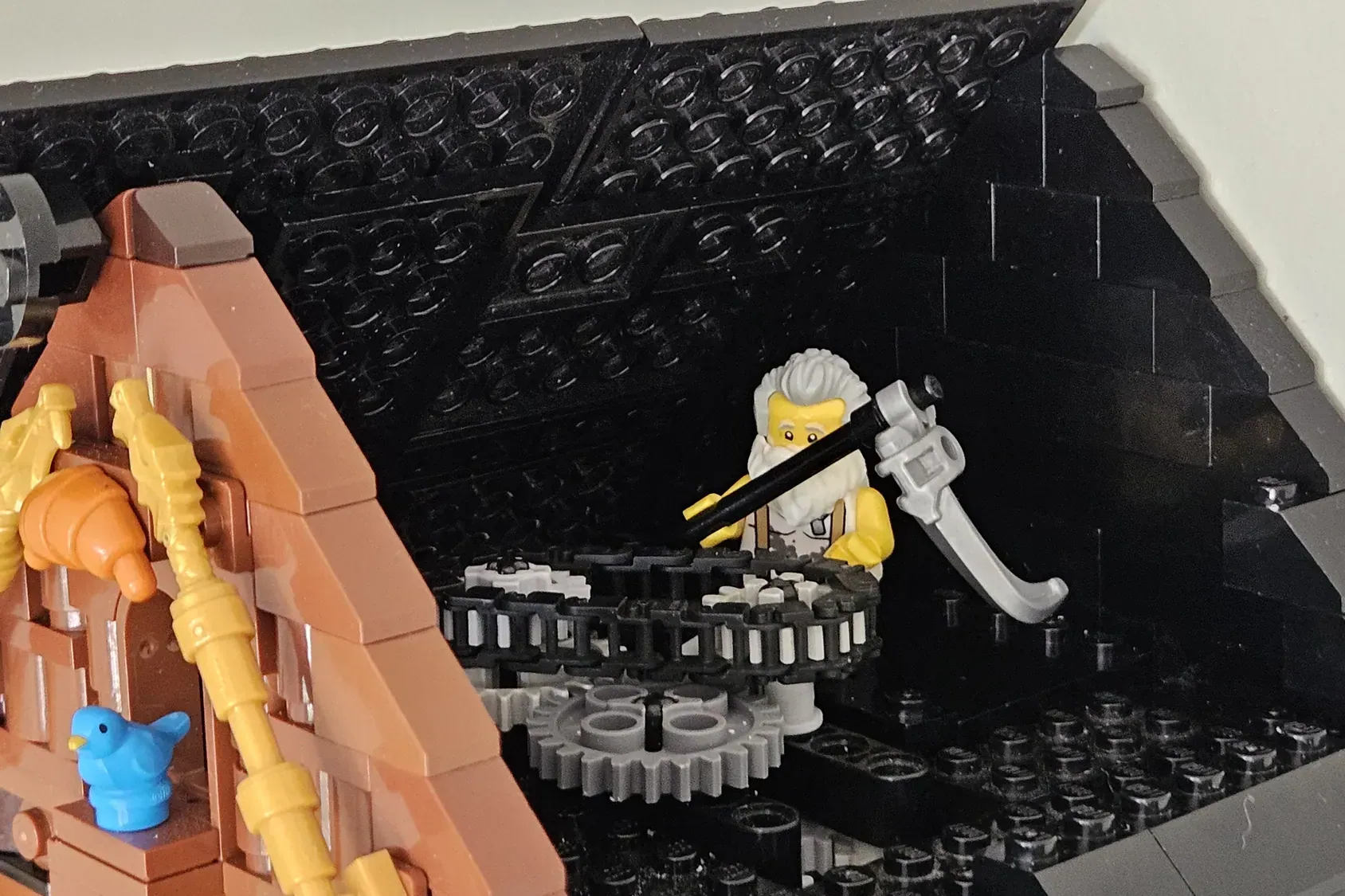 A fully functional LEGO® pendulum clock inspired by traditional cuckoo designs.