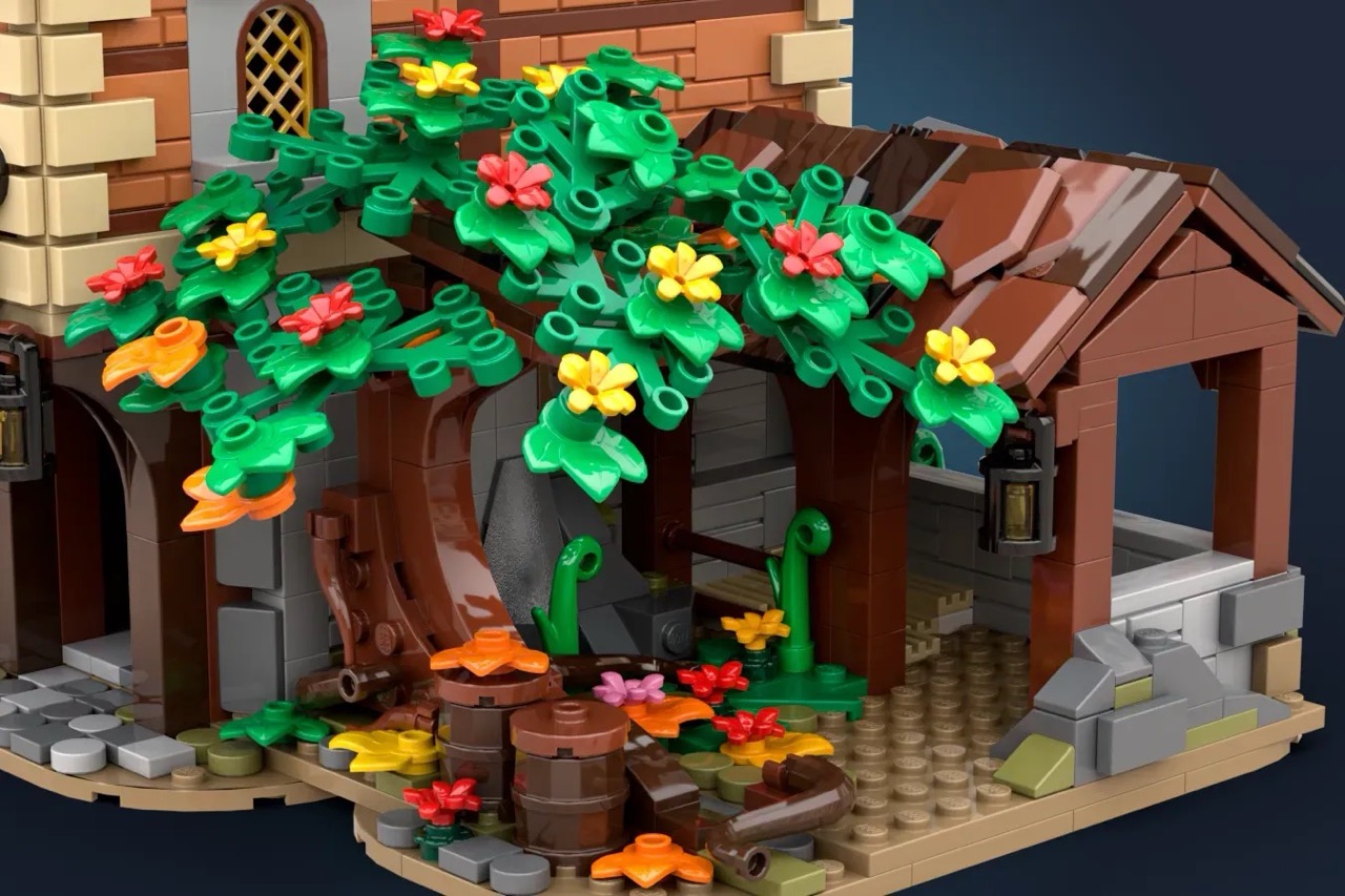 A LEGO® Ideas project is a Medieval Tavern with 2498 pieces and 6 minifigures recreates the heart of a medieval village.