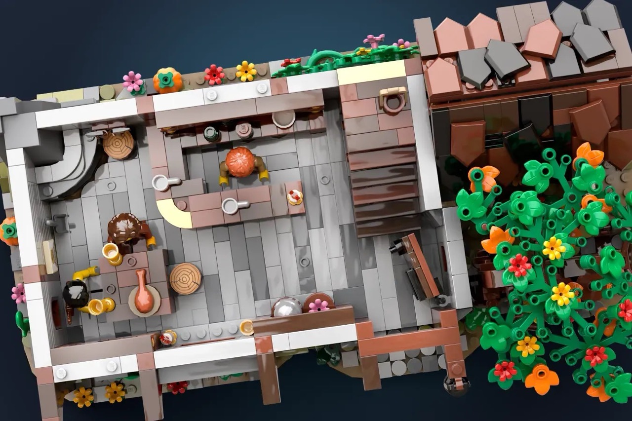 A LEGO® Ideas project is a Medieval Tavern with 2498 pieces and 6 minifigures recreates the heart of a medieval village.