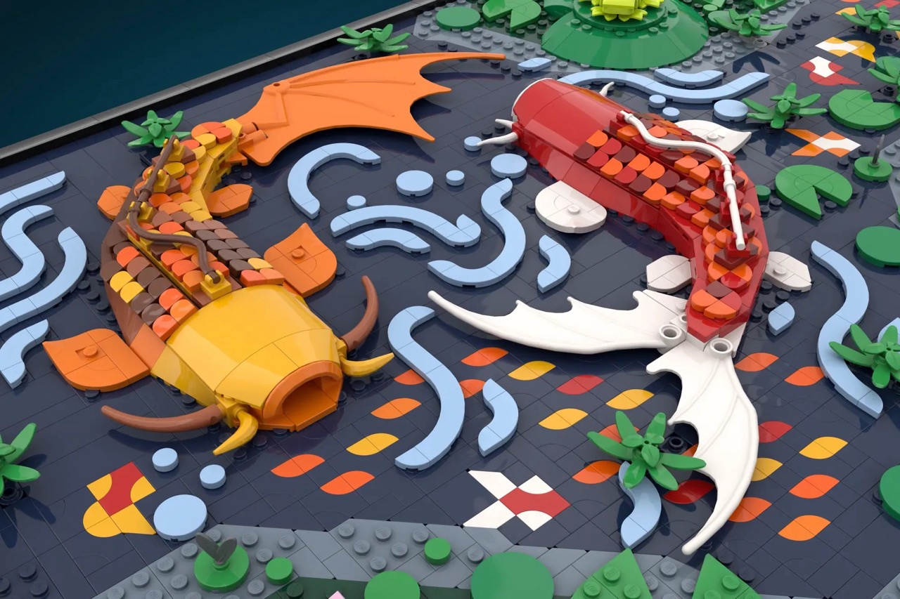 A LEGO® artist transforms a childhood memory of a koi pond into a wall-mounted creation.