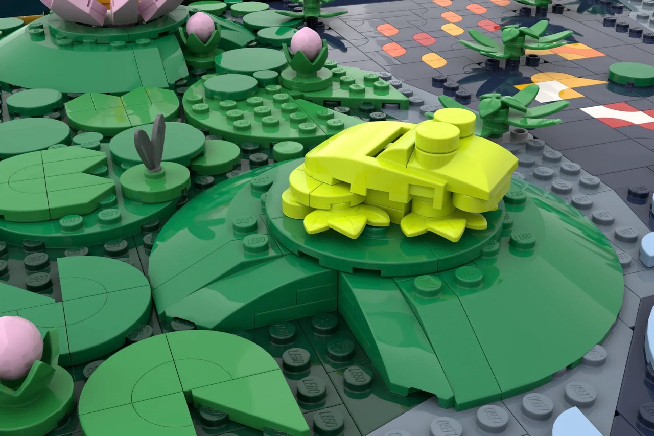 A LEGO® artist transforms a childhood memory of a koi pond into a wall-mounted creation.