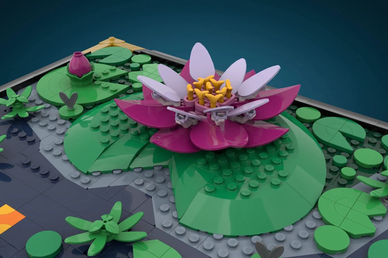 A LEGO® artist transforms a childhood memory of a koi pond into a wall-mounted creation.
