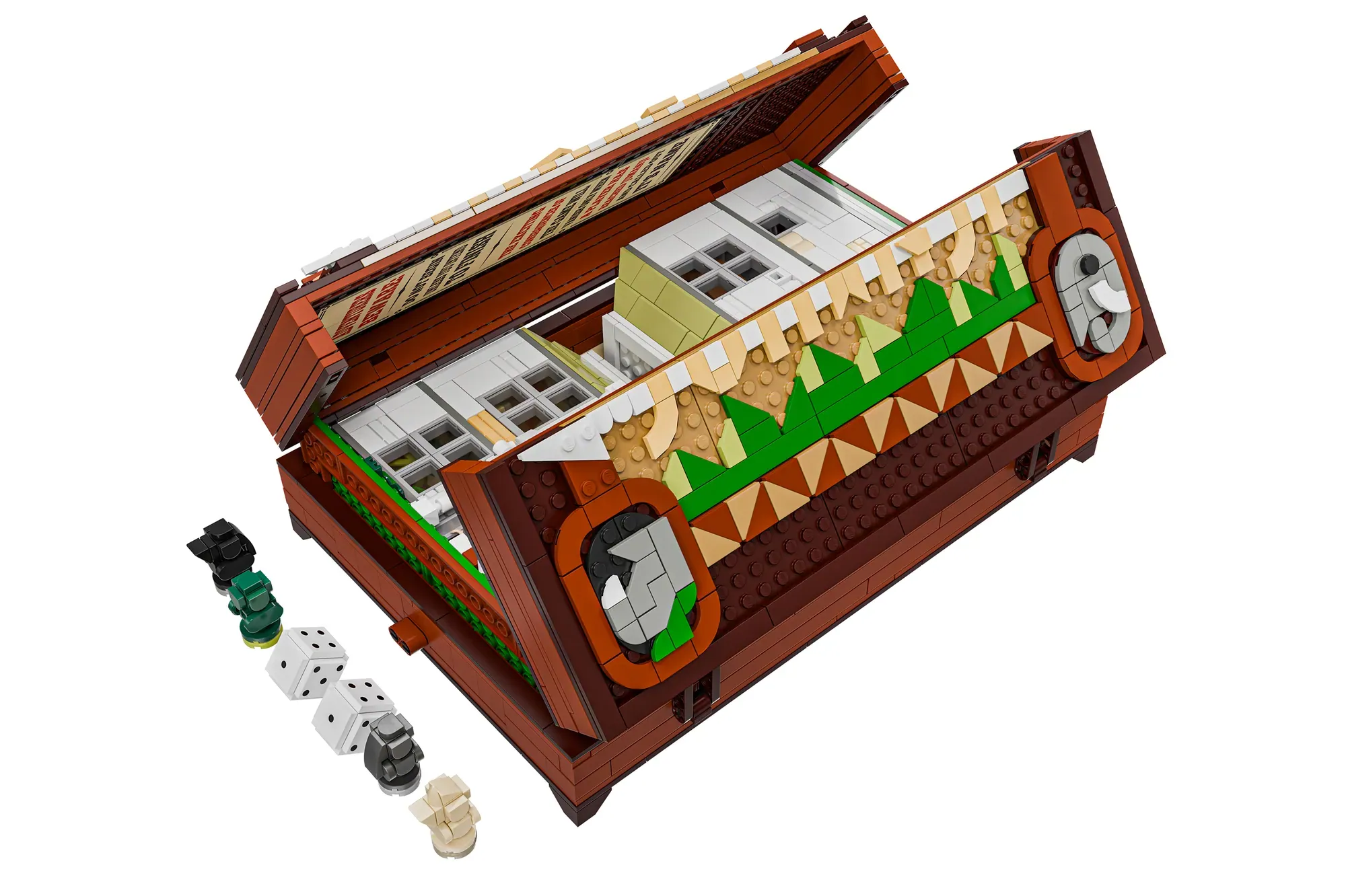 A foldable LEGO® Jumanji board game with over 1600 pieces and two connected house sections