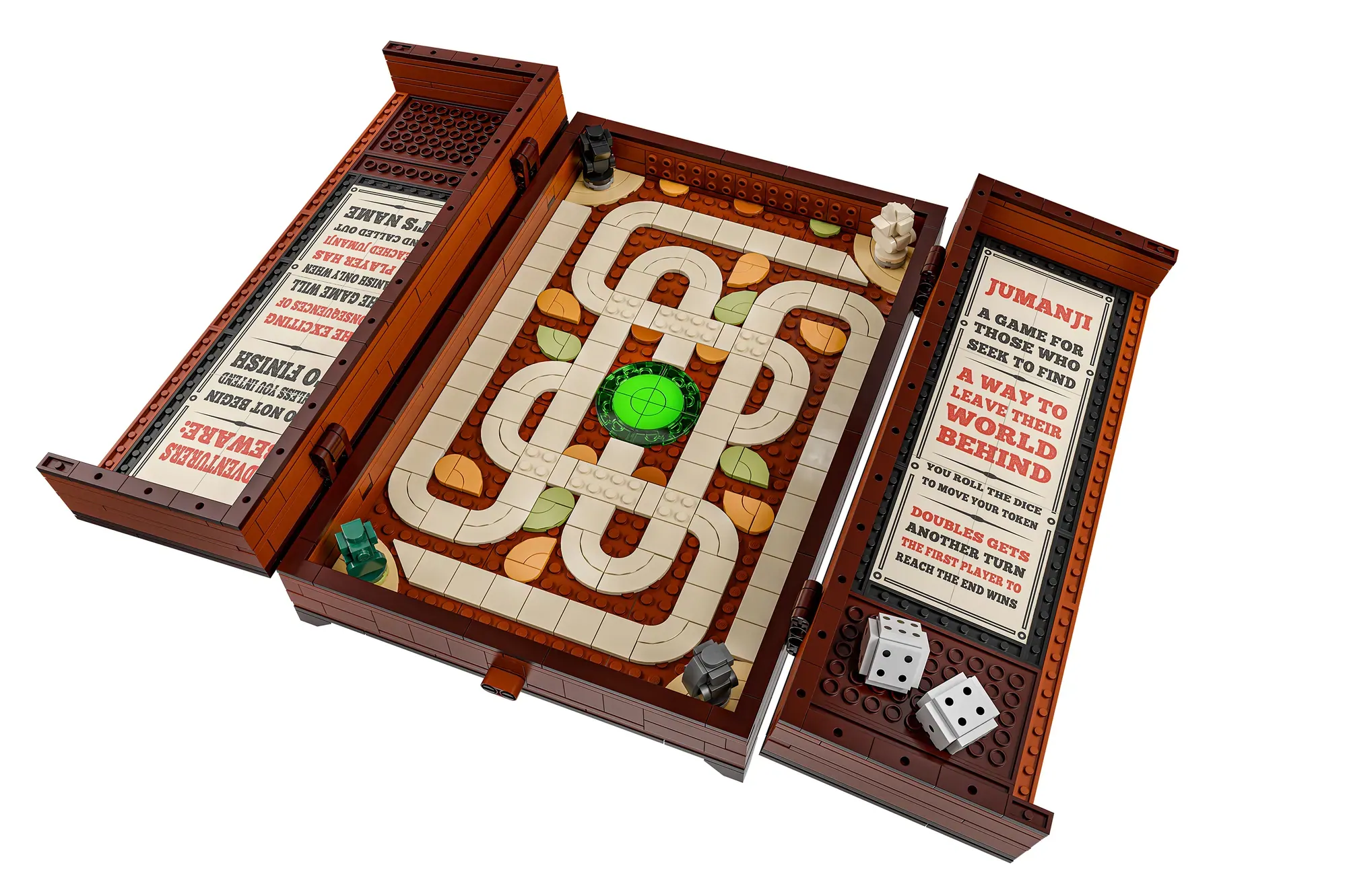 A foldable LEGO® Jumanji board game with over 1600 pieces and two connected house sections