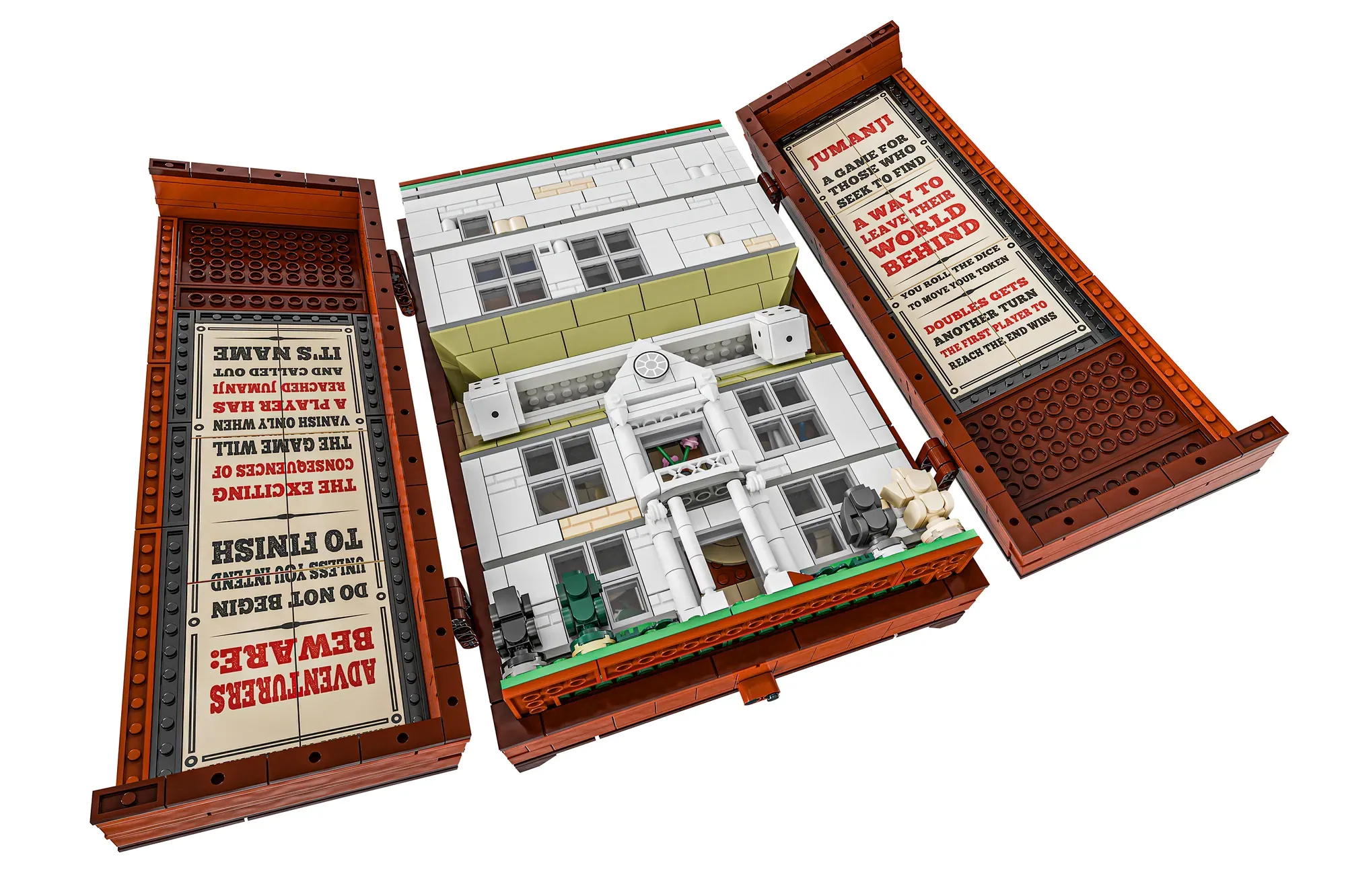 A foldable LEGO® Jumanji board game with over 1600 pieces and two connected house sections