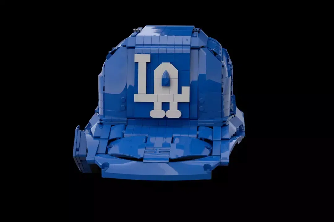 Fan designer Larry_land1 builds a LEGO® Dodgers MLB batting helmet now climbing toward 10,000 votes.