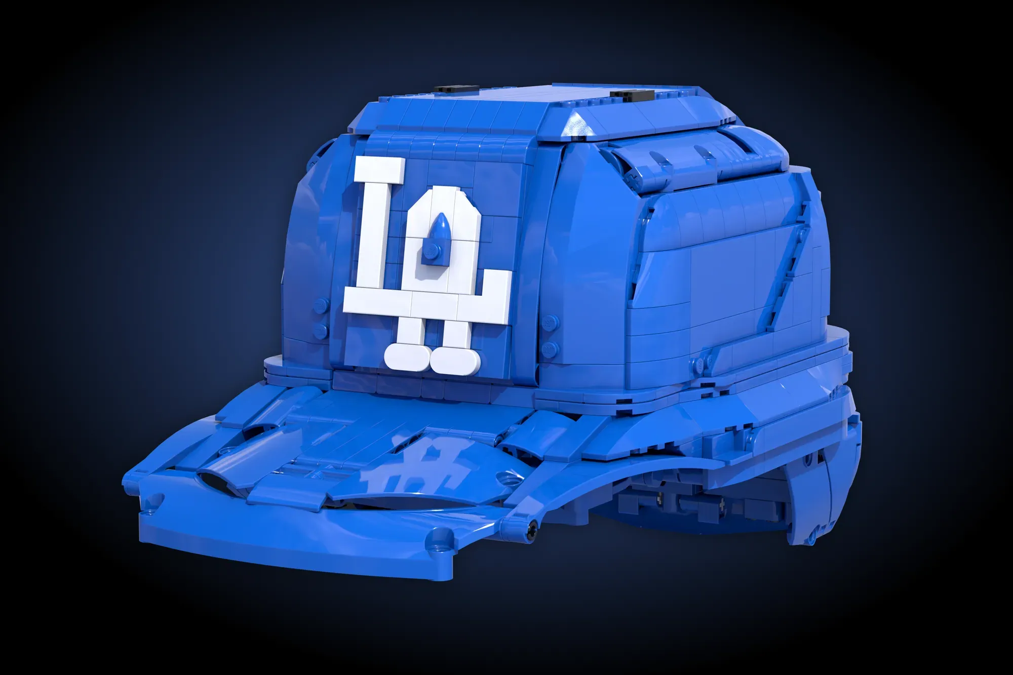 Fan designer Larry_land1 builds a LEGO® Dodgers MLB batting helmet now climbing toward 10,000 votes.