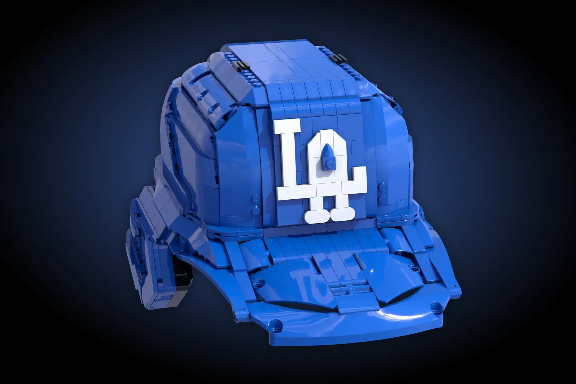 Fan designer Larry_land1 builds a LEGO® Dodgers MLB batting helmet now climbing toward 10,000 votes.