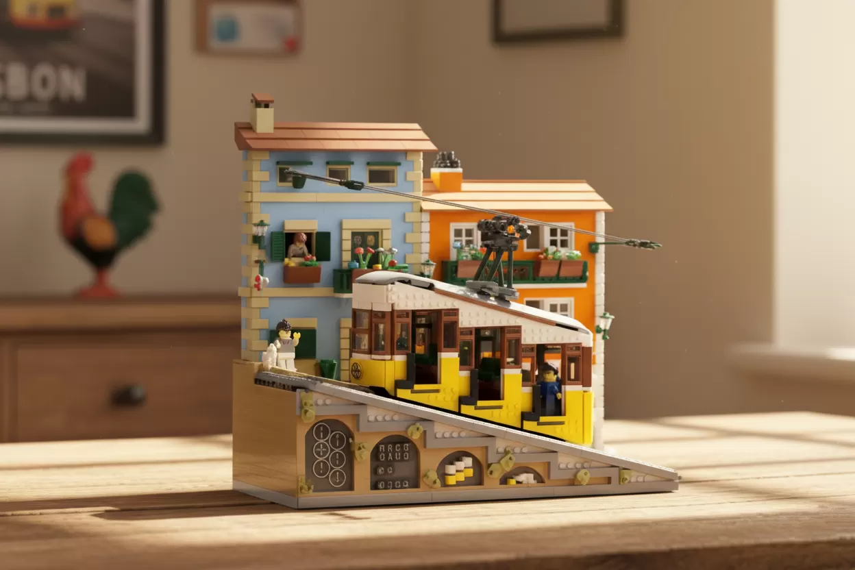 Ascensor da Bica em LEGO: o funicular de Lisboa recriado em tijolos