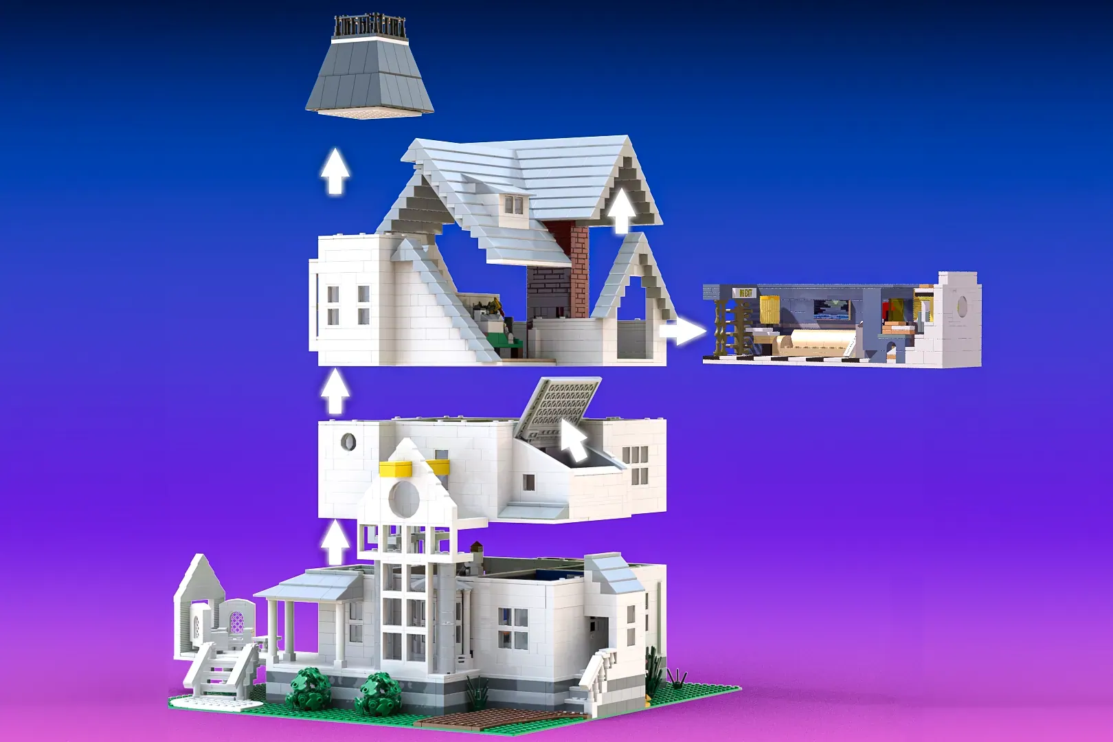 Beetlejuice LEGO Ideas project by Brick Built Labs, front view of the Maitland House