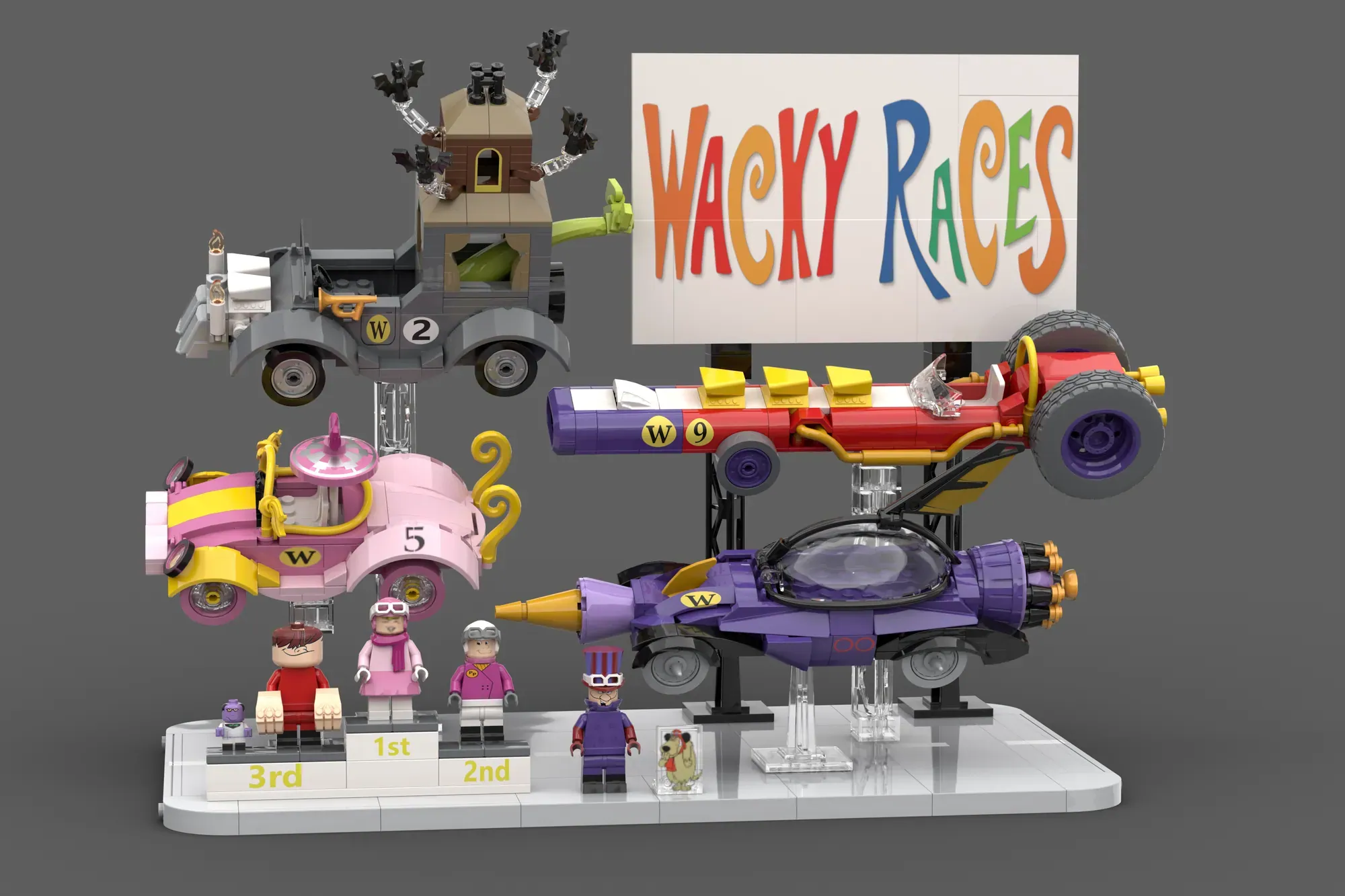 Wacky Races LEGO® Ideas - Four Classic Cartoon Cars Ready to Rev Up