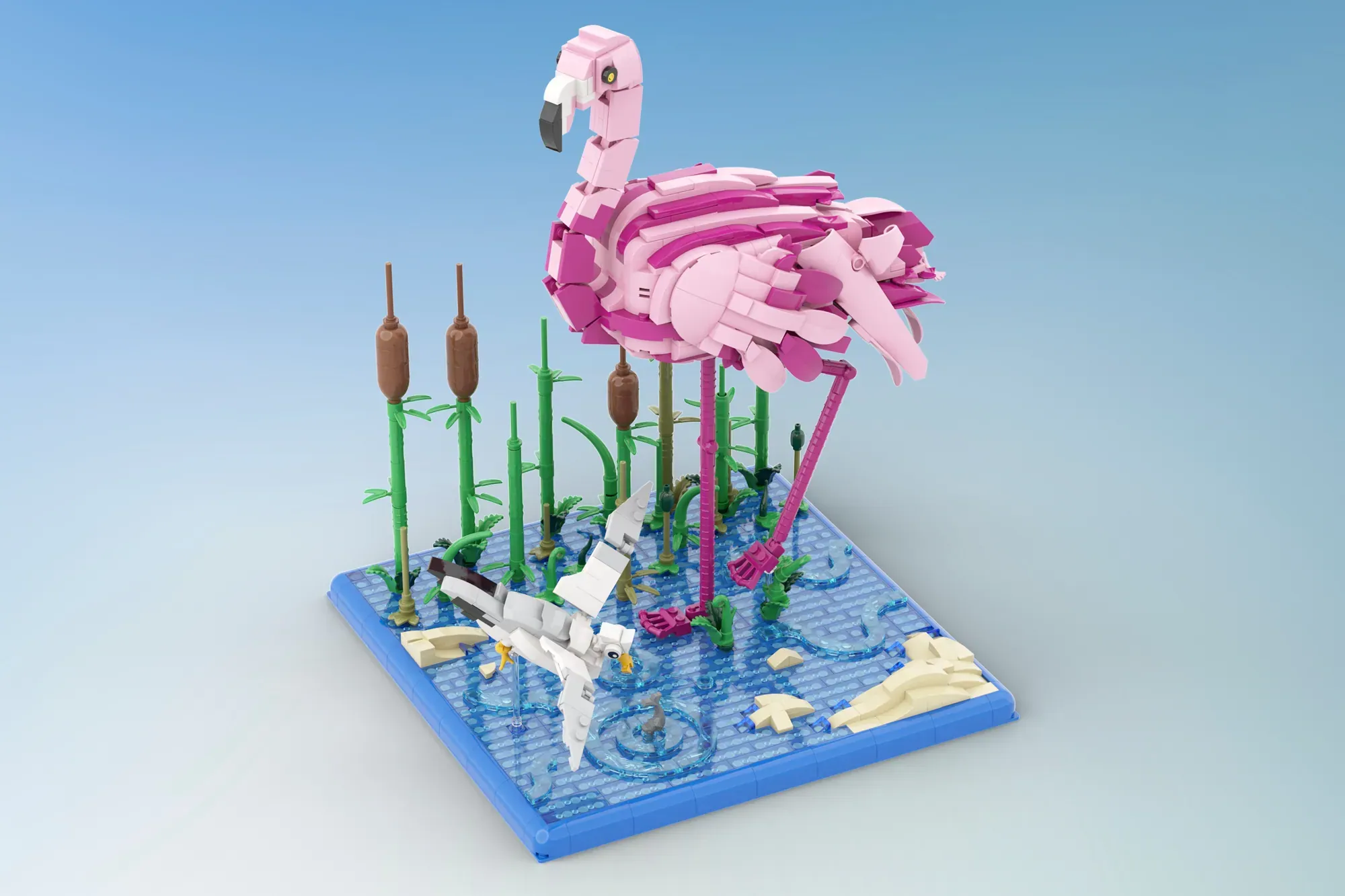 LEGO® Ideas Flamingo & Seagull Project Reaches 10K Support Milestone — detail view