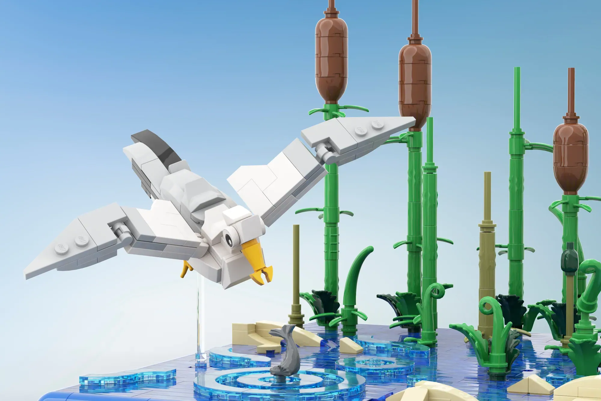 LEGO® Ideas Flamingo & Seagull Project Reaches 10K Support Milestone — close-up