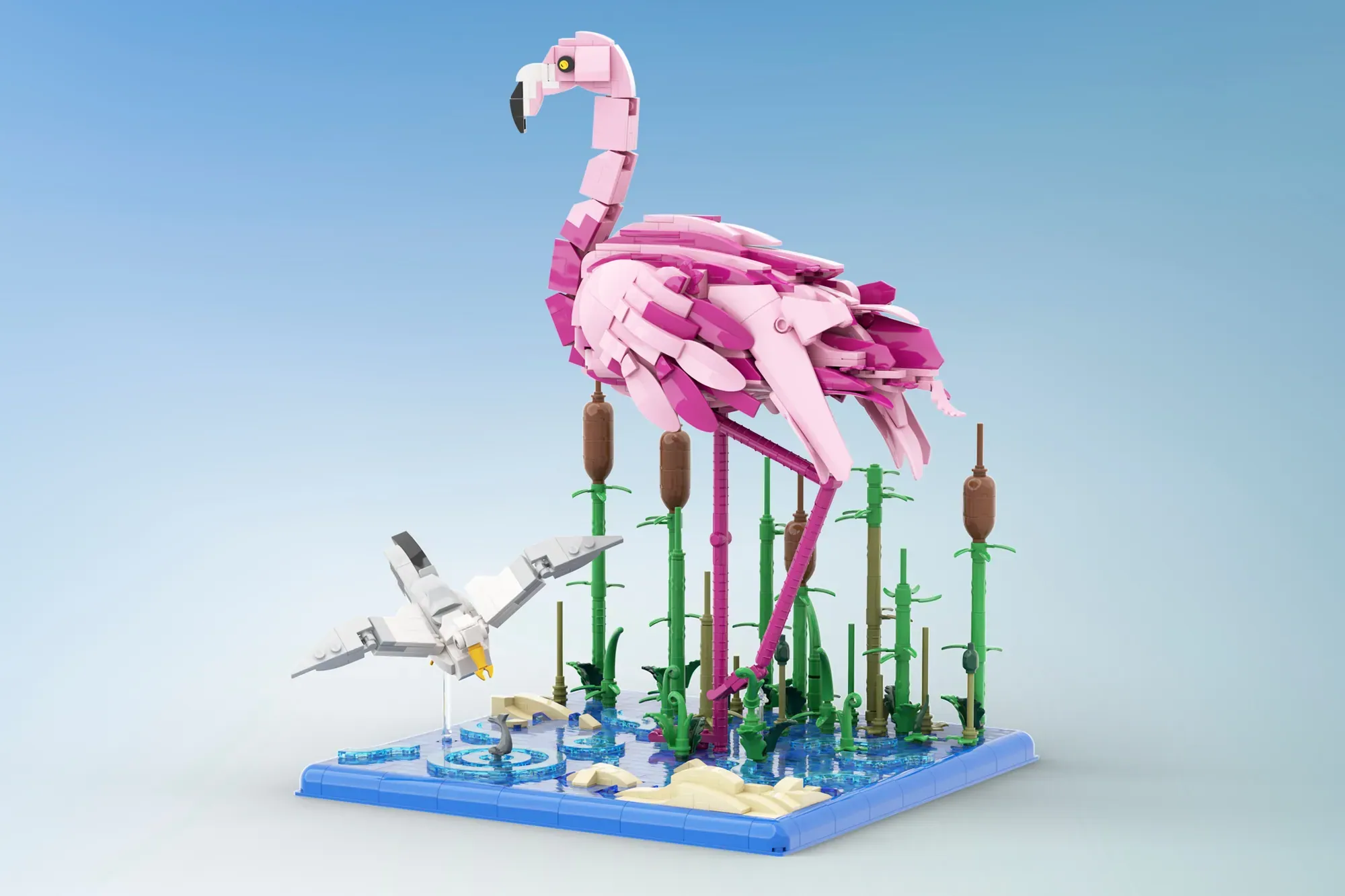 LEGO® Ideas Flamingo & Seagull Project Reaches 10K Support Milestone — contents