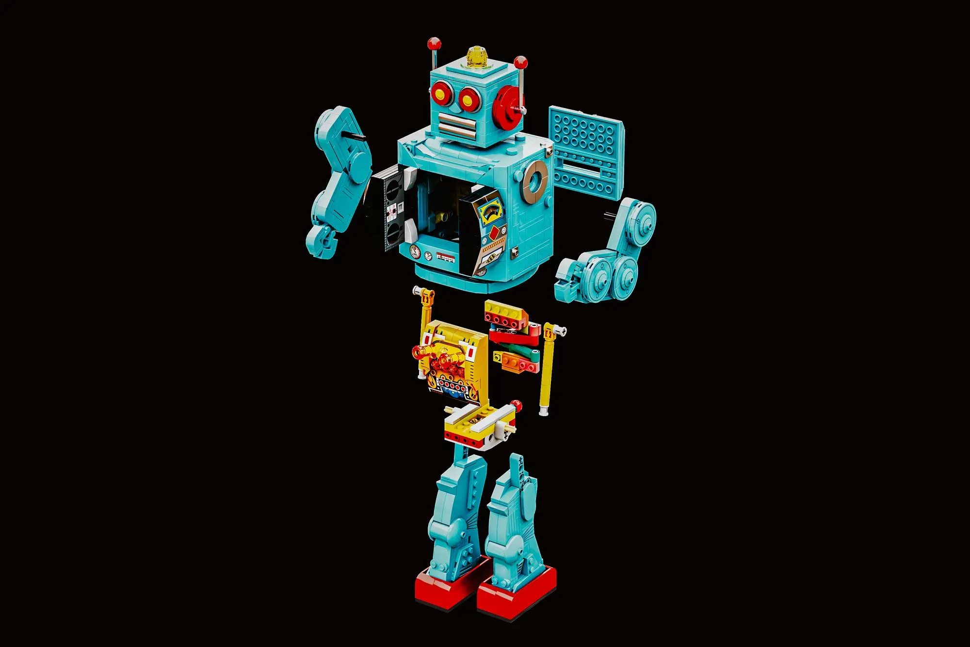 LEGO® Ideas Retro Tin Toy Robot Brings 1950s Sci-Fi Dreams to Life — contents
