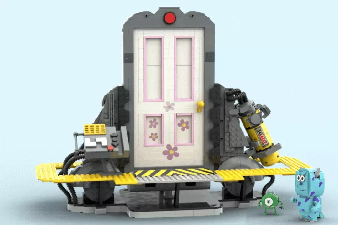 This LEGO® Ideas Monsters, Inc. Door Actually Locks and Pops a Scream Canister