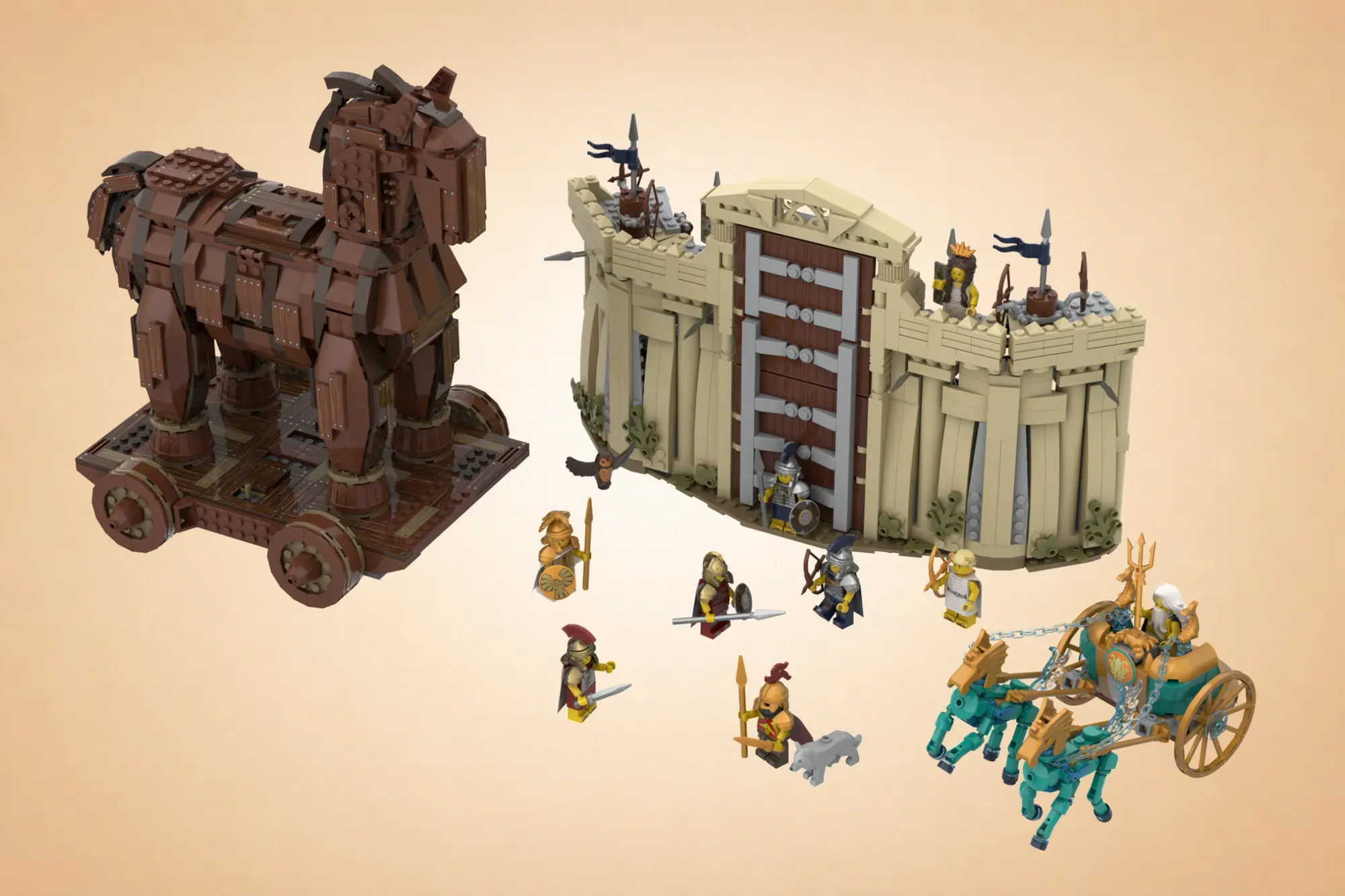 This LEGO® Ideas Trojan Horse Opens Up to Hide Greek Soldiers - and It Comes With 9 Minifigures