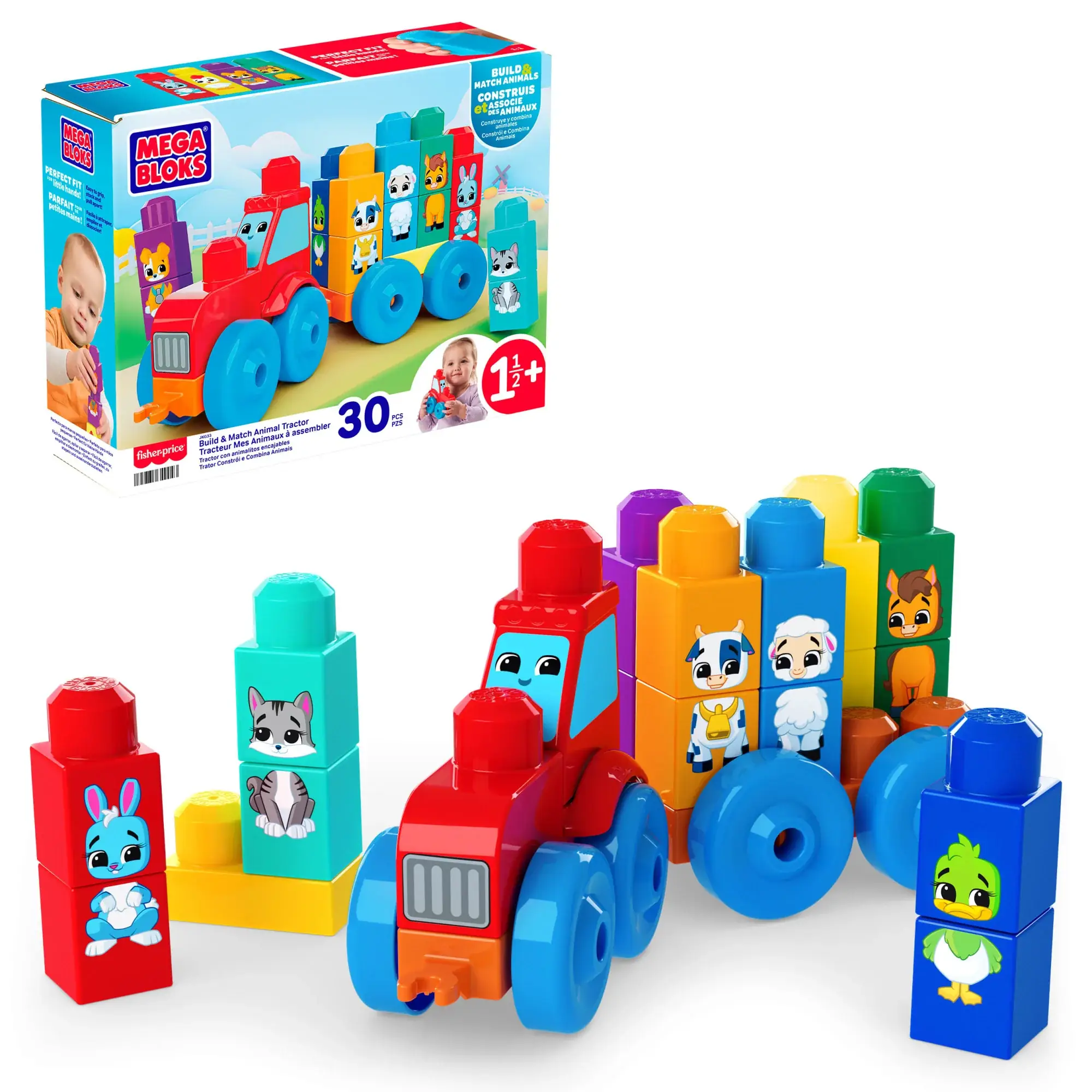 MEGA BLOKS Bausteine Bau Und Lern Tier-Traktor Spielbausteine