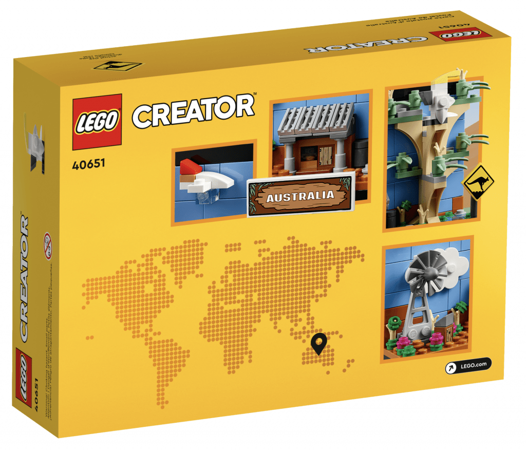 The back of the new Australia LEGO Creator package