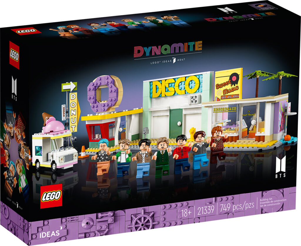 Box of the set LEGO Ideas 21339 - BTW Dynamite from the famous K-pop band