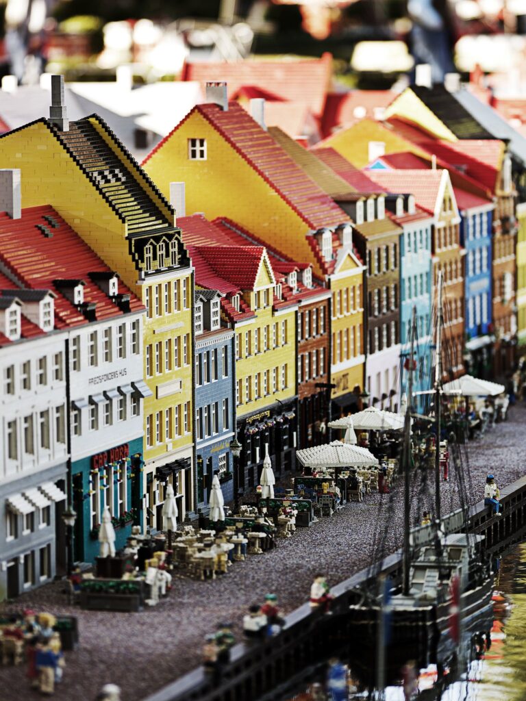 Model of Nyhavn in Copenhagen in the area Miniland in the amusement park Legoland Billund, Denmark