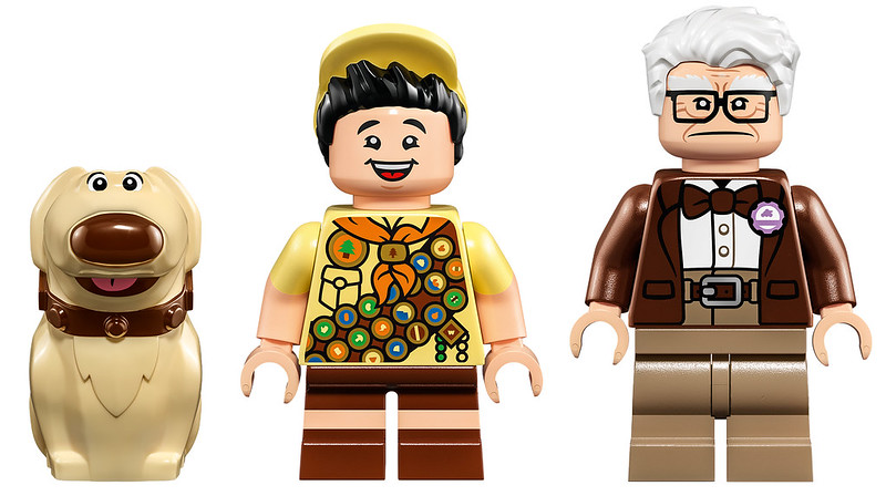 LEGO Minifigures of Dug, Russell and Carl Fredricksen from the Pixar Movie UP!
